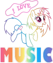 Size: 3666x4300 | Tagged: safe, artist:xebck, derpibooru import, vinyl scratch, pony, unicorn, cutie mark, female, glowing horn, hooves, horn, i love music, levitation, magic, mare, meme, open mouth, rainbow, rainbow power, simple background, solo, telekinesis, text, transparent background, vector