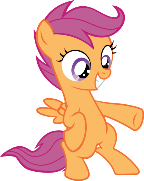 Size: 5579x7000 | Tagged: absurd resolution, artist:slb94, bipedal, derpibooru import, invisible mare, pointing, safe, scootaloo, simple background, smiling, solo, standing, transparent background, twilight time, vector