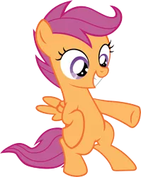 Size: 5579x7000 | Tagged: absurd resolution, artist:slb94, bipedal, derpibooru import, invisible mare, pointing, safe, scootaloo, simple background, smiling, solo, standing, transparent background, twilight time, vector