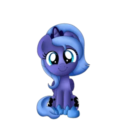 Size: 1024x1024 | Tagged: safe, artist:phoenixdash, derpibooru import, princess luna, both cutie marks, cute, filly, looking at you, lunabetes, simple background, sitting, smiling, solo, transparent background, weapons-grade cute, woona