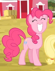 Size: 678x865 | Tagged: safe, derpibooru import, screencap, pinkie pie, earth pony, pony, pinkie apple pie, cute, diapinkes, eyes closed, female, grin, happy, mare, smiling, solo