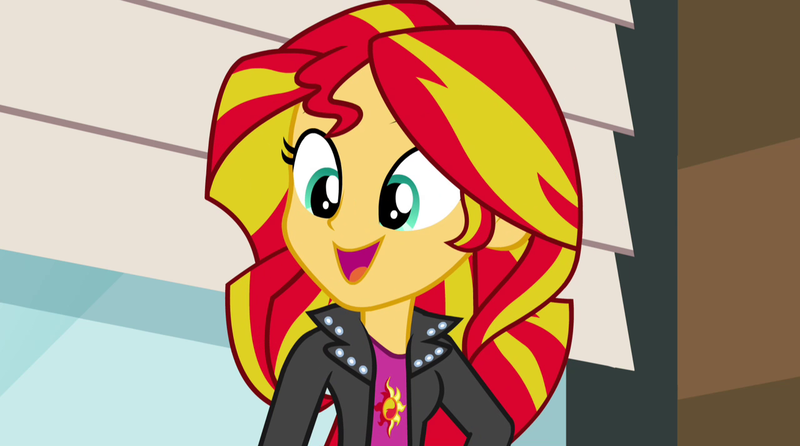 Size: 1280x714 | Tagged: safe, derpibooru import, screencap, sunset shimmer, equestria girls, rainbow rocks, cute, happy, shimmerbetes, smiling, solo, when she smiles