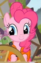 Size: 549x841 | Tagged: safe, derpibooru import, screencap, pinkie pie, earth pony, pony, pinkie apple pie, cute, diapinkes, female, happy, lifejacket, mare, smiling, solo