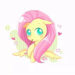 Size: 800x800 | Tagged: safe, artist:dun, derpibooru import, fluttershy, pegasus, pony, abstract background, bust, colored pupils, food, heart, pixiv, pocky, portrait, solo