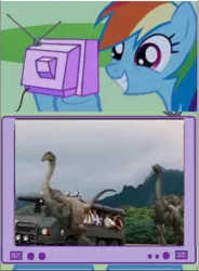 Size: 590x803 | Tagged: awesome, derpibooru import, exploitable meme, jurassic park, jurassic world, meme, obligatory pony, rainbow dash, safe, tv meme