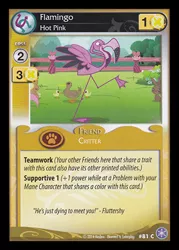 Size: 344x480 | Tagged: safe, derpibooru import, fluttershy, duck, flamingo, rabbit, card, ccg, crystal games, duckling, enterplay, mlp trading card game