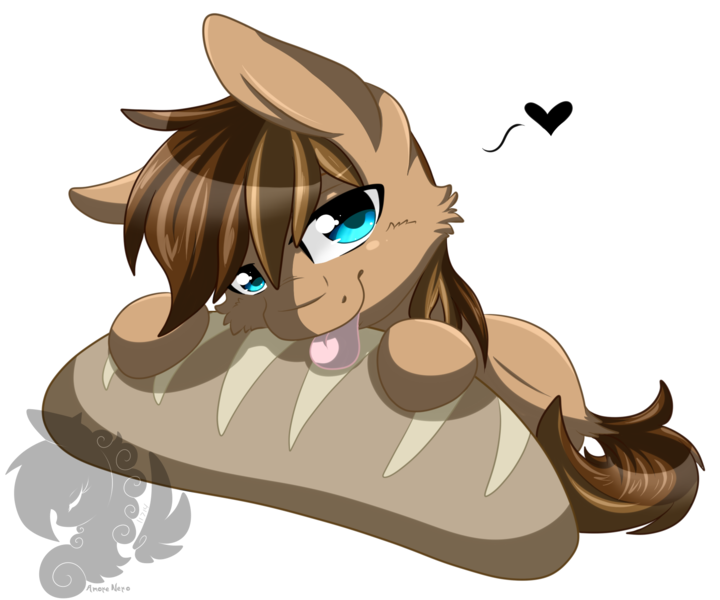 Size: 1800x1500 | Tagged: safe, artist:pinktabico, derpibooru import, oc, oc:city bread, unofficial characters only, pony, bread, cute, food, heart, licking, male, simple background, solo, stallion, tongue out, transparent background