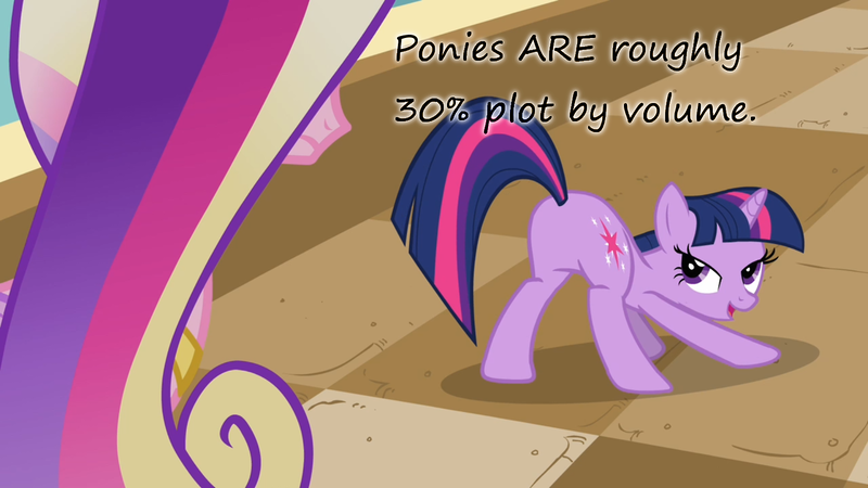 Size: 1280x720 | Tagged: safe, derpibooru import, edit, edited screencap, screencap, princess cadance, queen chrysalis, twilight sparkle, pony, unicorn, a canterlot wedding, caption, face down ass up, fake cadance, female, insane pony thread, mare, out of context, plot