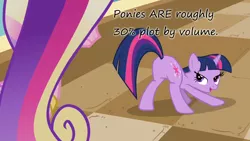 Size: 1280x720 | Tagged: safe, derpibooru import, edit, edited screencap, screencap, princess cadance, queen chrysalis, twilight sparkle, pony, unicorn, a canterlot wedding, caption, disguise, disguised changeling, face down ass up, fake cadance, female, image, insane pony thread, mare, out of context, plot, png