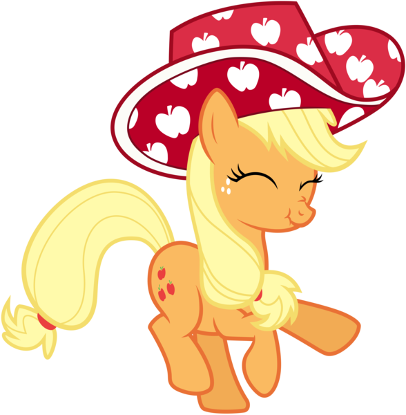 Size: 6085x6204 | Tagged: safe, artist:discorded, derpibooru import, applejack, pony, daring don't, absurd resolution, apple hat, hat, nose wrinkle, party stetson, scrunchy face, show accurate, silly, silly pony, simple background, solo, transparent background, vector