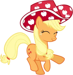 Size: 6085x6204 | Tagged: safe, artist:discorded, derpibooru import, applejack, pony, daring don't, absurd resolution, apple hat, hat, nose wrinkle, party stetson, scrunchy face, show accurate, silly, silly pony, simple background, solo, transparent background, vector