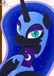 Size: 2480x3508 | Tagged: safe, artist:moonlight-pen, derpibooru import, nightmare moon, alicorn, pony, duckface, phone, selfie, smartphone, solo