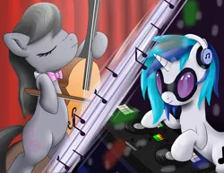 Size: 3300x2550 | Tagged: artist:animatorphoenix, cello, derpibooru import, headphones, musical instrument, music notes, octavia melody, safe, turntable, vinyl scratch