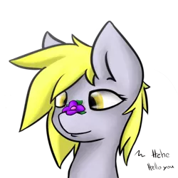 Size: 1024x1024 | Tagged: safe, artist:snow-fangs, derpibooru import, derpy hooves, pegasus, pony, female, flower, mare, solo