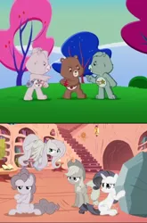 Size: 414x626 | Tagged: amigo bear, applejack, care bears, care bears adventures of care a lot, comparison, derpibooru import, discorded, fluttershy, pinkie pie, rarity, safe, the return of harmony, trueheart bear, wish bear