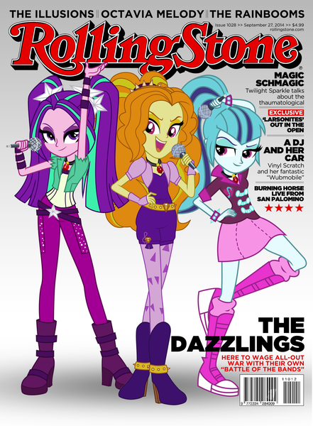 Size: 1280x1742 | Tagged: safe, artist:buckweiser, derpibooru import, adagio dazzle, aria blaze, sonata dusk, equestria girls, rainbow rocks, magazine, magazine cover, rolling stone, the dazzlings