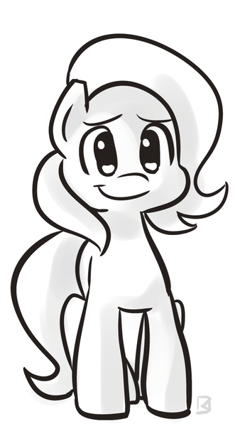 Size: 600x1086 | Tagged: safe, artist:fauxsquared, derpibooru import, trixie, earth pony, pony, black and white, earth pony trixie, grayscale, monochrome, race swap, smiling, solo