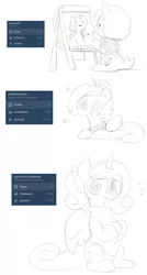 Size: 736x1372 | Tagged: alternate hairstyle, artist:ende26, clothes, cute, derpibooru import, drawing, filly, followers, glasses, high school cadance, monochrome, oc, princess celestia, princess luna, safe, sketch, sweater, tumblr, woona, woona knight
