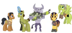 Size: 1024x469 | Tagged: safe, artist:qemma, derpibooru import, ponified, alicorn, earth pony, lasat, minotaur, pegasus, pony, twi'lek, unicorn, ezra bridger, hera syndulla, kanan jarrus, mandalorian, sabine wren, star wars, star wars rebels, zeb orrelios