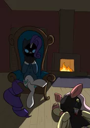 Size: 673x949 | Tagged: grimdark, artist:metal-kitty, derpibooru import, fluttershy, rarity, pegasus, pony, unicorn, assassin, backstab, blood, bunny ears, crossover, dagger, dangerous mission outfit, female, fireplace, knife, mare, murder, rarispy, snipershy, spy, team fortress 2