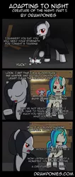 Size: 850x2000 | Tagged: safe, artist:drawponies, artist:terminuslucis, derpibooru import, vinyl scratch, oc, oc:lucid, pony, rat, unicorn, vampire, vampony, comic:adapting to night, comic:adapting to night: creature of the night, blood, comic, creature of the night, vinyl the vampire