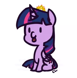 Size: 700x710 | Tagged: safe, artist:chiramii-chan, derpibooru import, twilight sparkle, twilight sparkle (alicorn), alicorn, pony, beady eyes, chibi, cute, female, mare, solo, tongue out, twiabetes