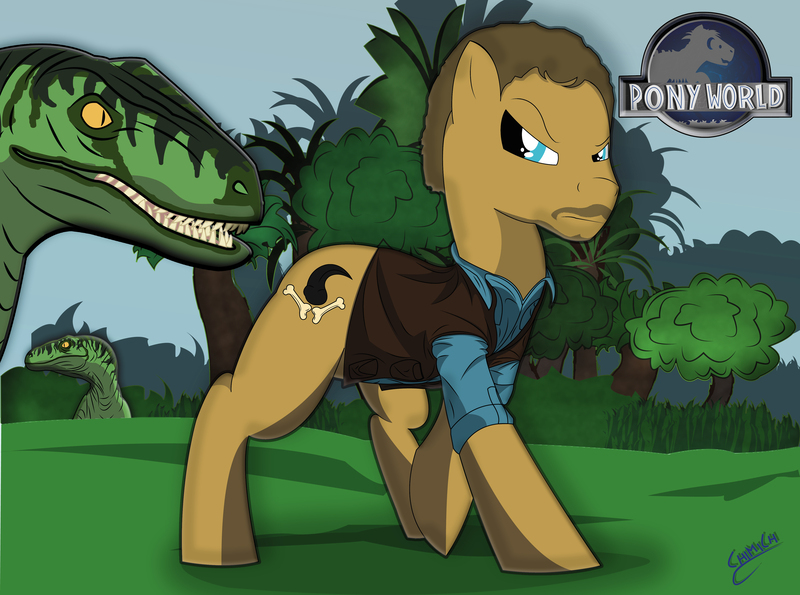 Size: 4748x3531 | Tagged: artist:chiimich, chris pratt, crossover, delta, derpibooru import, jurassic park, jurassic world, owen grady, ponified, safe, velociraptor