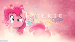 Size: 1920x1080 | Tagged: artist:illumnious, artist:kinetic-arts, butterfly, confused, derpibooru import, flower, pinkie pie, remake, safe, vector, wallpaper