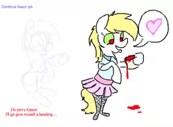 Size: 480x352 | Tagged: artist:kasun05, artist:the_whistler, blood, clothes, derpibooru import, drawplanet, flockdraw, flockmod, grimdark, ketchup, kool-aid, oc, oc:aryanne, red liquid, skirt, unofficial characters only