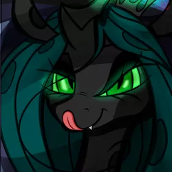 Size: 4096x4096 | Tagged: safe, artist:briarspark, derpibooru import, queen chrysalis, absurd resolution, kitchen eyes, licking lips, looking at you, portrait, solo, tongue out