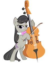 Size: 2500x3200 | Tagged: safe, artist:gurugrendo, derpibooru import, octavia melody, earth pony, pony, the best night ever, bipedal, bow (instrument), bowtie, cello, cello bow, female, high res, mare, musical instrument, raised eyebrow, simple background, solo, transparent background, vector