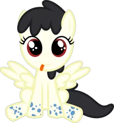 Size: 6400x6891 | Tagged: safe, artist:parclytaxel, derpibooru import, oc, oc:daydream mare, unofficial characters only, pegasus, pony, .svg available, :p, absurd resolution, cute, female, filly, foal, simple background, sitting, solo, spots, spread wings, tongue out, transparent background, vector