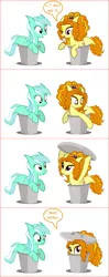 Size: 1093x2754 | Tagged: adagio dazzle, artist:flash equestria photography, bucket, comic, derpibooru import, garbagio, kelpie, lyra heartstrings, original species, ponified, safe, scrunchy face, seapony lyra, shark, shark pony, siren, squee, trash can lid