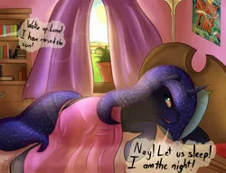 Size: 2600x2000 | Tagged: adventure time, artist:bigmuffintosh, bed, derpibooru import, i am the night, morning, princess luna, safe, solo