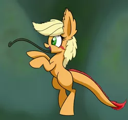 Size: 1280x1205 | Tagged: safe, artist:heir-of-rick, derpibooru import, applejack, monster pony, original species, pony, tatzlpony, daily apple pony, bipedal, blank flank, ear fluff, impossibly large ears, tatzljack