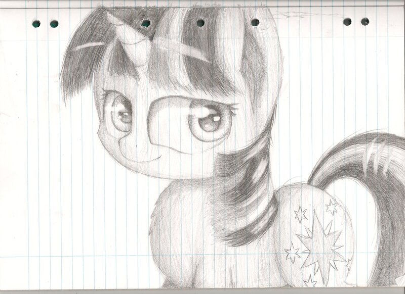 Size: 1048x762 | Tagged: artist:php33, derpibooru import, lined paper, monochrome, safe, sketch, solo, traditional art, twilight sparkle