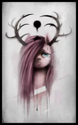 Size: 1160x1860 | Tagged: semi-grimdark, artist:ventious, derpibooru import, pinkie pie, earth pony, pony, antlers, depressed, pinkamena diane pie, sad, solo