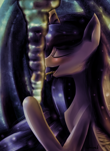 Size: 1100x1500 | Tagged: artist:crestfallencelestia, derpibooru import, eyes closed, female, licking, princess luna, solo, solo female, stalactite, suggestive