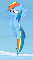 Size: 395x721 | Tagged: safe, derpibooru import, screencap, rainbow dash, rainbow falls, season 4, flying, solo