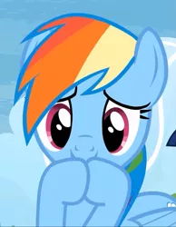 Size: 787x1013 | Tagged: safe, derpibooru import, screencap, rainbow dash, rainbow falls, season 4, c:, cute, looking at you, smiling, solo