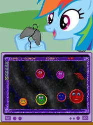 Size: 563x760 | Tagged: color collision, derpibooru import, exploitable meme, gamer dash, meme, microsoft entertainment pack: the puzzle collection, obligatory pony, rainbow dash, safe, tv meme