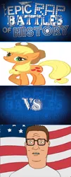 Size: 415x1024 | Tagged: applejack, crossover, derpibooru import, epic rap battles of history, hank hill, king of the hill, safe