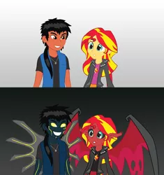 Size: 4844x5153 | Tagged: safe, artist:redtriangle, derpibooru import, sunset shimmer, oc, oc:delusional desires, demon, equestria girls, absurd resolution, canon x oc, monster, sunset satan, true form