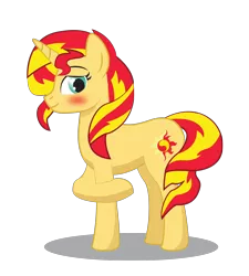 Size: 2550x2832 | Tagged: safe, artist:redtriangle, derpibooru import, sunset shimmer, pony, unicorn, blushing, nudity