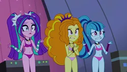 Size: 1920x1080 | Tagged: suggestive, artist:mirai-digi, derpibooru import, edit, edited screencap, screencap, adagio dazzle, aria blaze, sonata dusk, equestria girls, rainbow rocks, belly button, bra, breast edit, breasts, cleavage, clothes, female, image, panties, png, the dazzlings, underwear, underwear edit