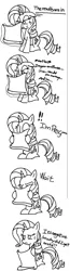 Size: 335x1280 | Tagged: artist:bambooharvester, ask, comic, derpibooru import, monochrome, rarity, rarity replies, safe, solo, tumblr