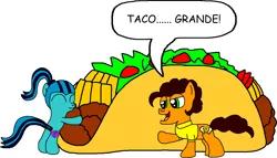 Size: 1328x762 | Tagged: artist:blackrhinoranger, cheese sandwich, derpibooru import, safe, sonataco, sonata dusk, taco, voice actor joke, weird al yankovic