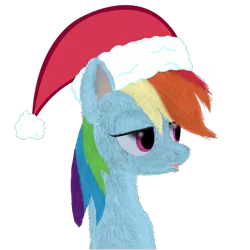 Size: 1220x1220 | Tagged: artist:fonypan, derpibooru import, hat, portrait, pouting, rainbow dash, safe, santa hat, solo