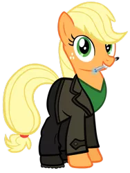 Size: 775x1030 | Tagged: safe, artist:cloudyglow, derpibooru import, applejack, alternate costumes, ashleigh ball, christopher eccleston, doctor who, image, ninth doctor, png, simple background, sonic screwdriver