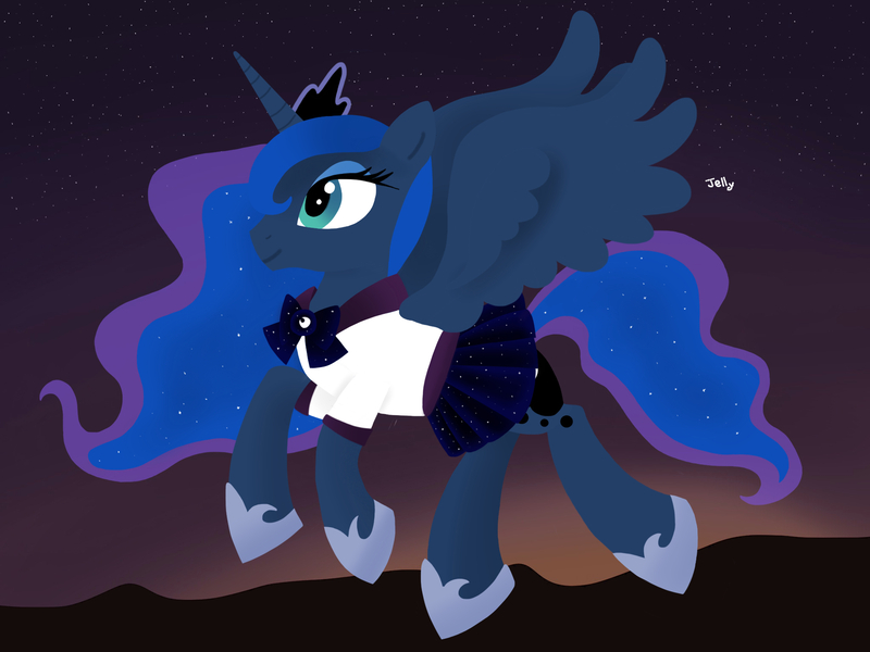 Size: 2048x1536 | Tagged: artist:teambluecoin, clothes, derpibooru import, dress, princess luna, safe, sailor moon, school uniform, solo